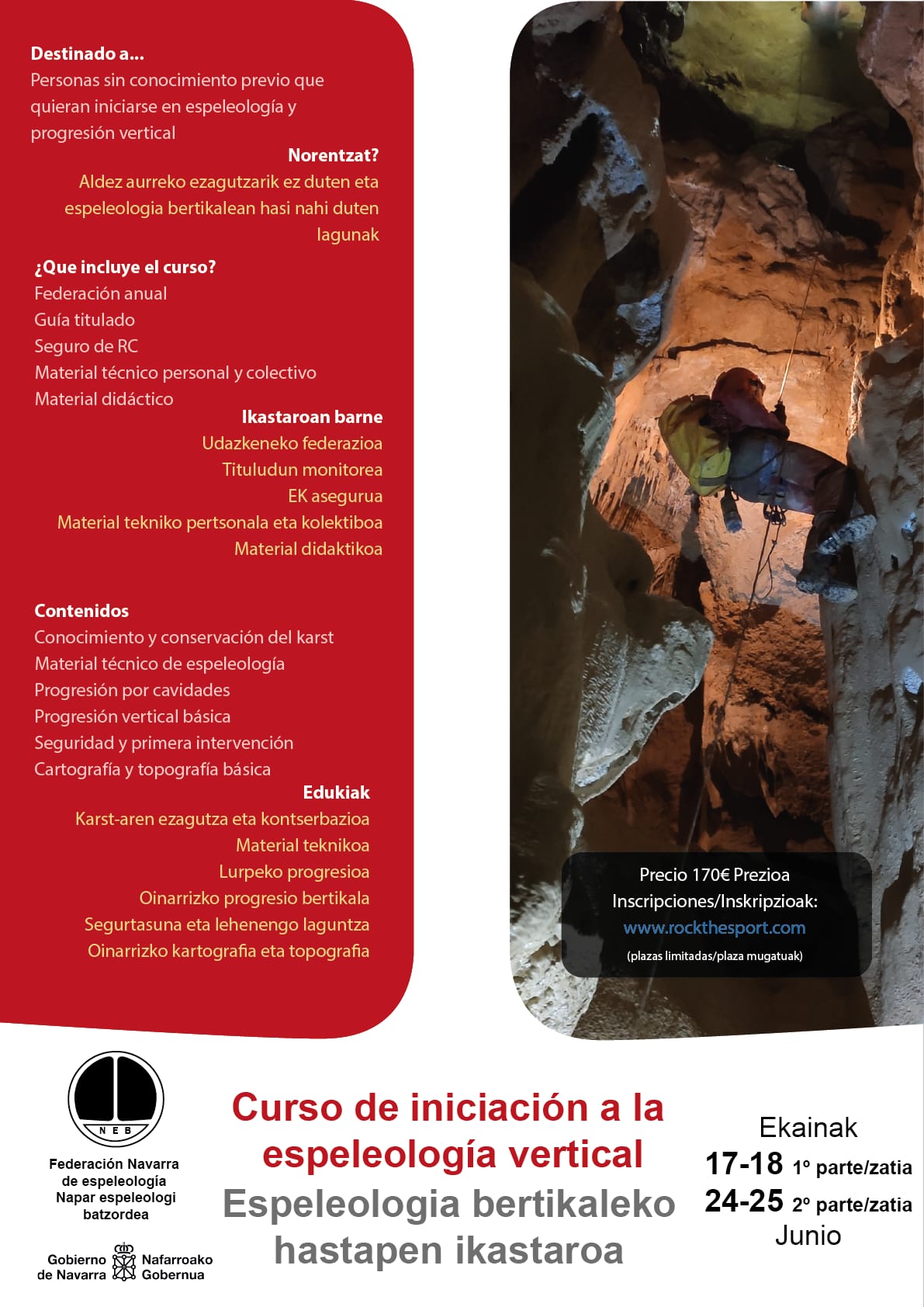 Curso de Iniciaci&oacute;n a la Espeleolog&iacute;a Vertical (17-18 y 24-25 de junio)